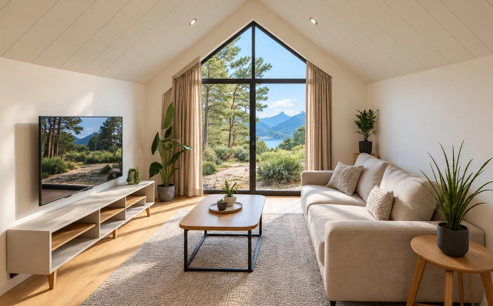AIIA Fold, tiny house de 21 m² : séjour, rendu 3D