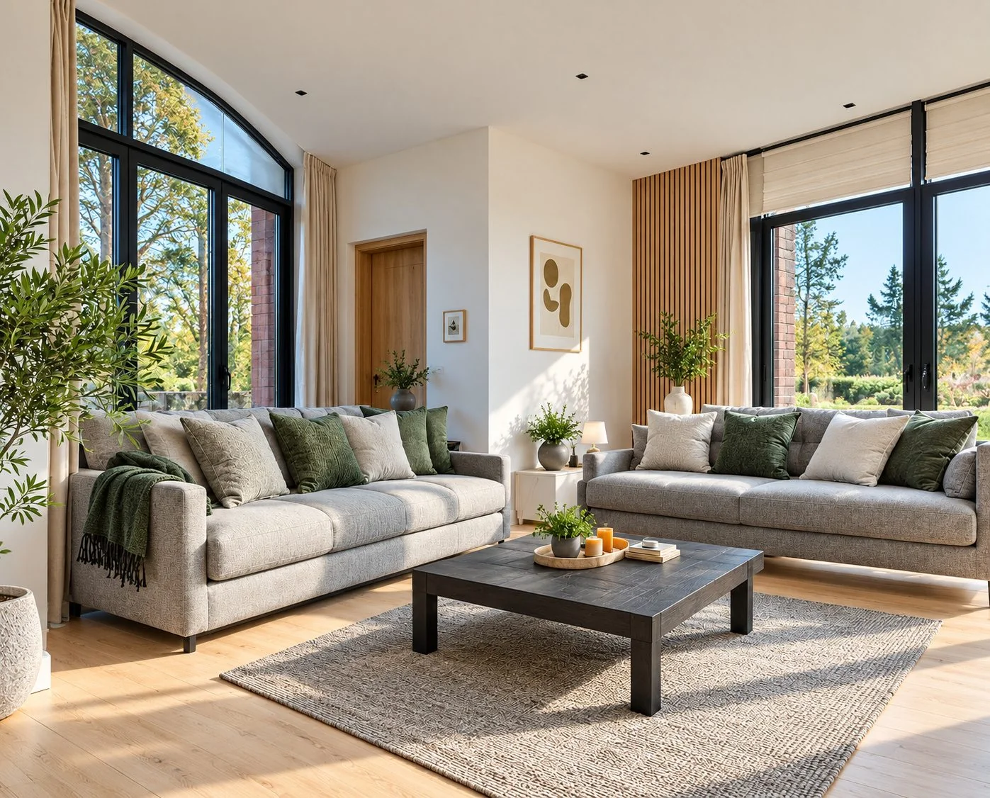 AIIA Line, maison modulaire de 40 m² : séjour, rendu 3D