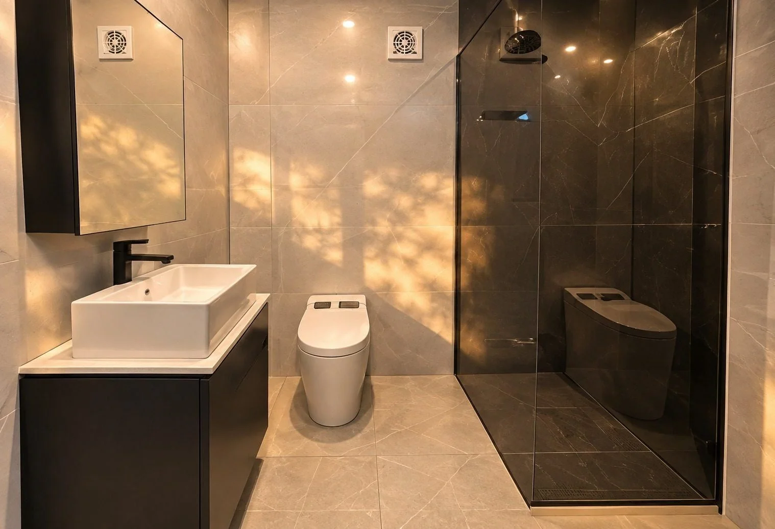 AIIA Open, tiny house de 26 m² : salle d'eau, rendu 3D