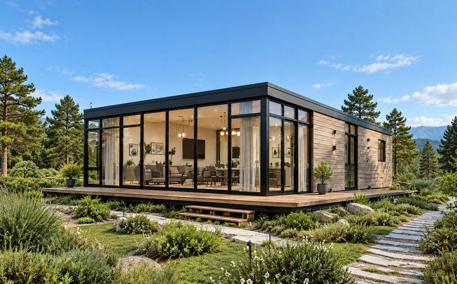 AIIA Scope, maison modulaire de 99 m² : extérieur, autre vue, rendu 3D