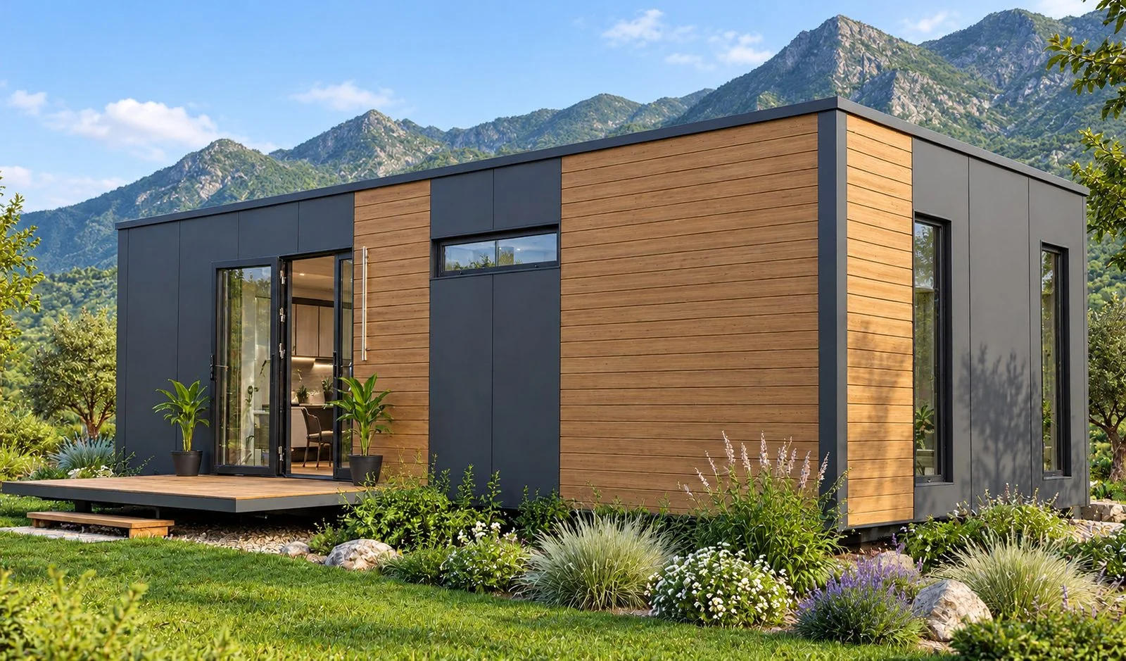AIIA Vista, maison modulaire de 46 m² : extérieur, autre vue, rendu 3D